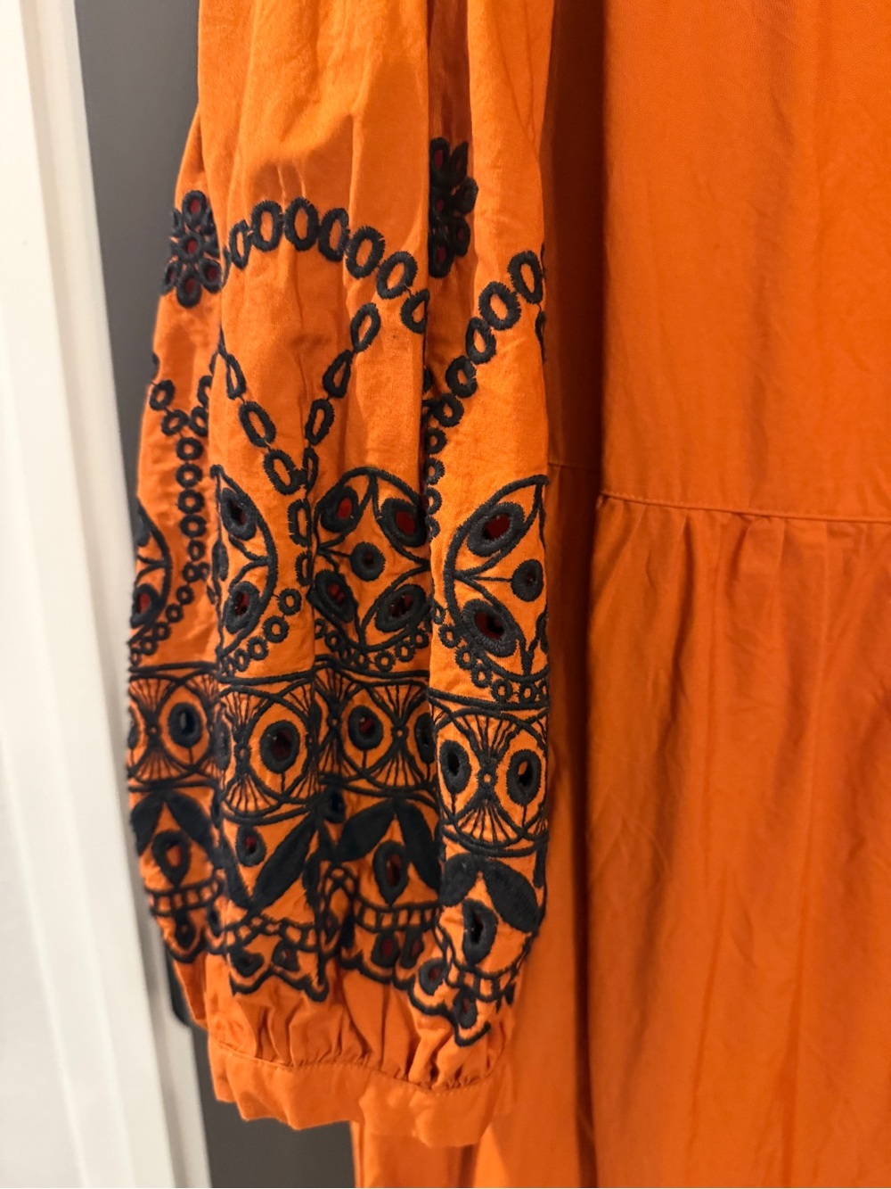 Chico's Orange Midi Dress with Black Embroidery - Picture 2 of 4
